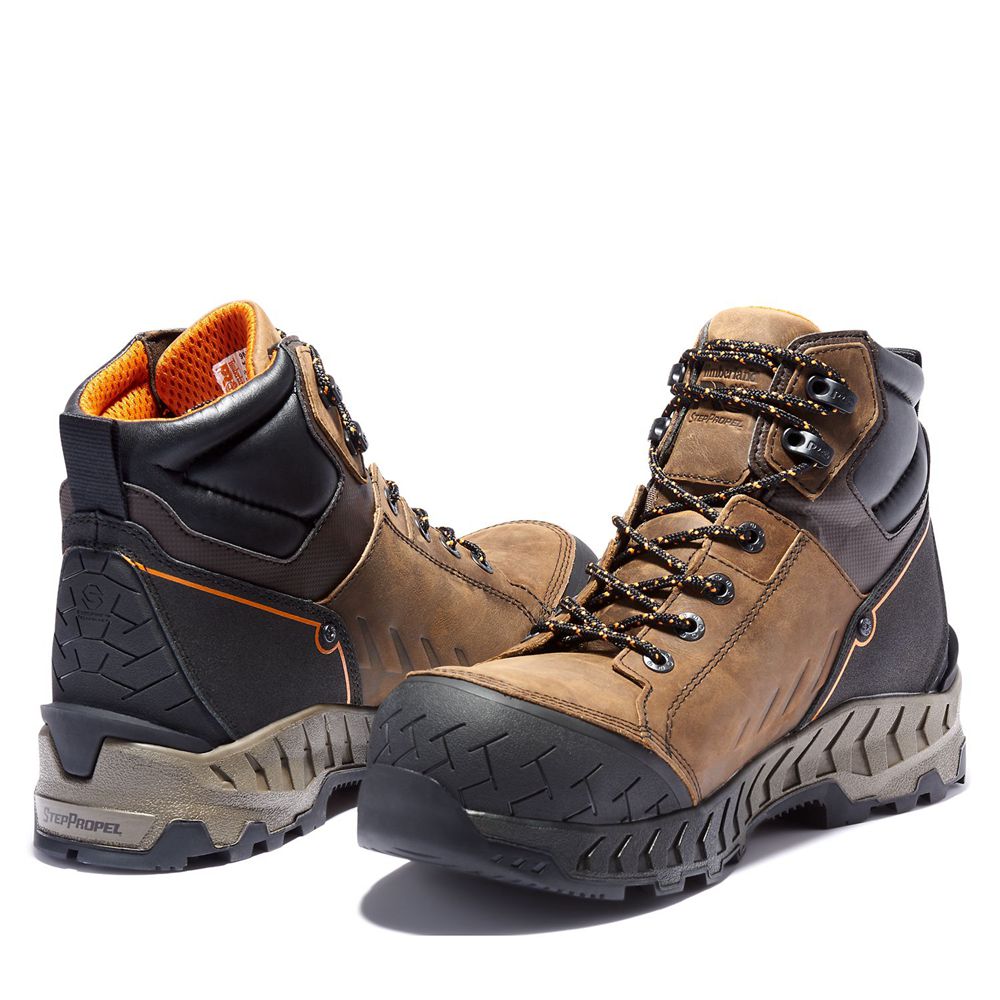 Timberland Mens Work Boots PRO® Summit 6-Inch Composite-Toe - Brown/Black - India GH2805147